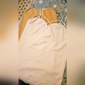 New Nikibiki Bundle 2 Strappy Tanks in White and Tan Med/large